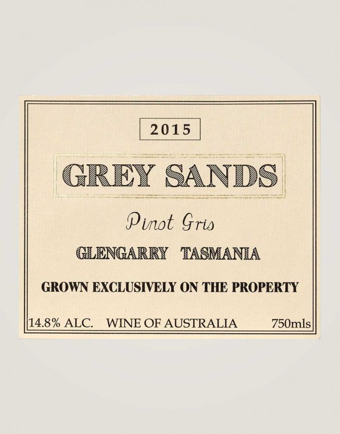 Grey Sands 2015 Pinot Gris label