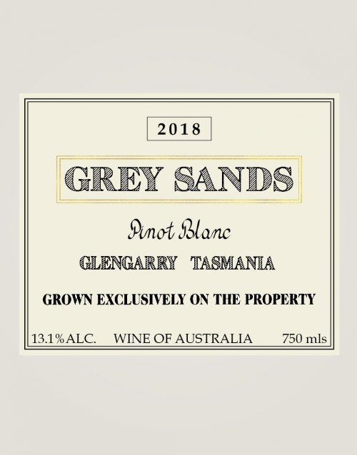 Grey Sands 2018 Pinot Blanc front label