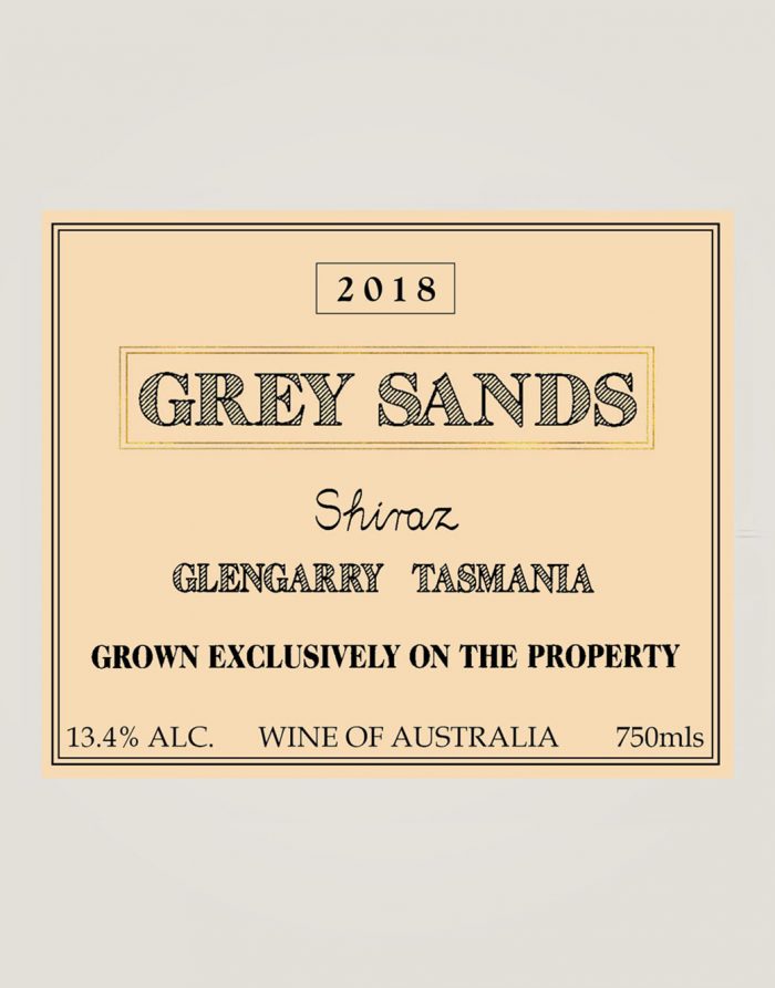 Grey Sands 2018 Shiraz front label