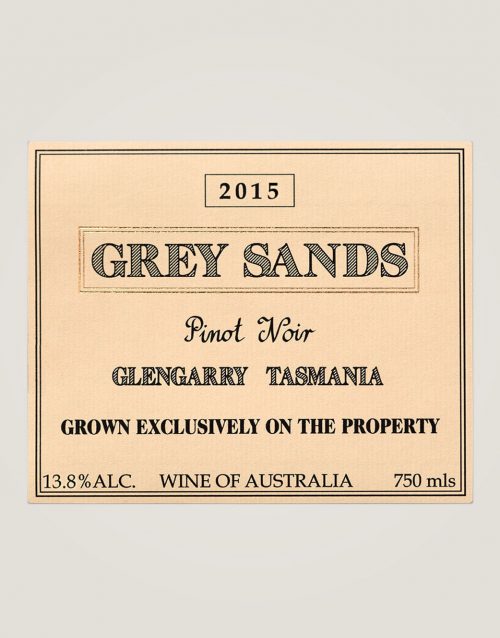 Grey sands 2015 Pinot noir label