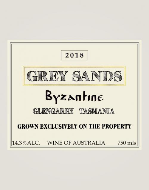 Label of Grey Sands 2018 Byzantine