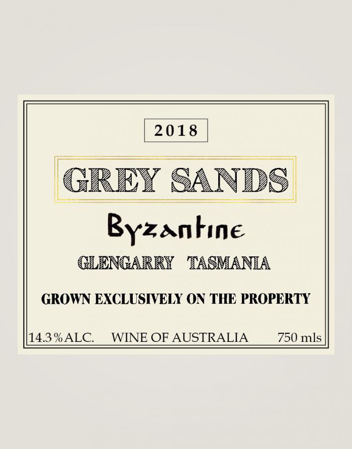 Label of Grey Sands 2018 Byzantine