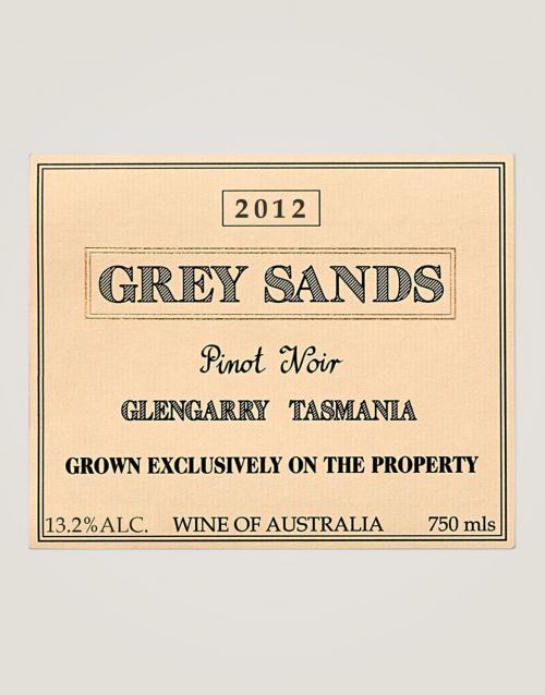 Label of Grey Sands 2012 Pinot Noir