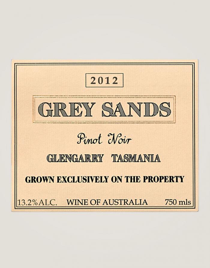 Label of Grey Sands 2012 Pinot Noir