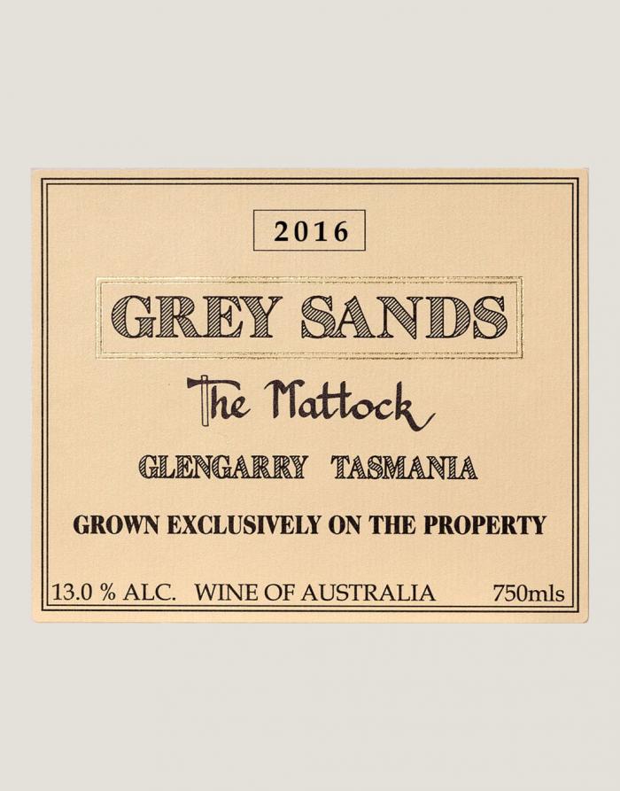 Label of Grey Sands 2016 the Mattock
