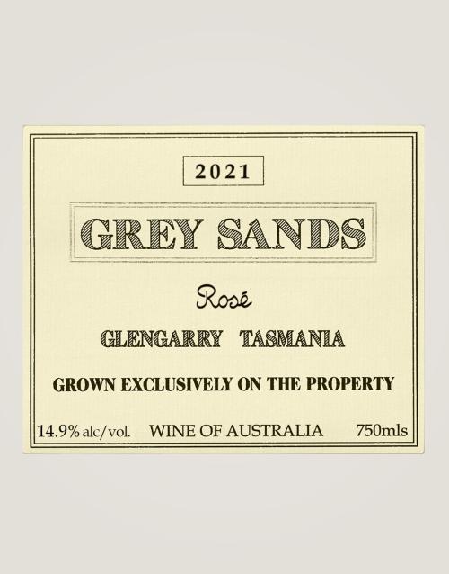 Front label of Grey Sands 2021 Rose'